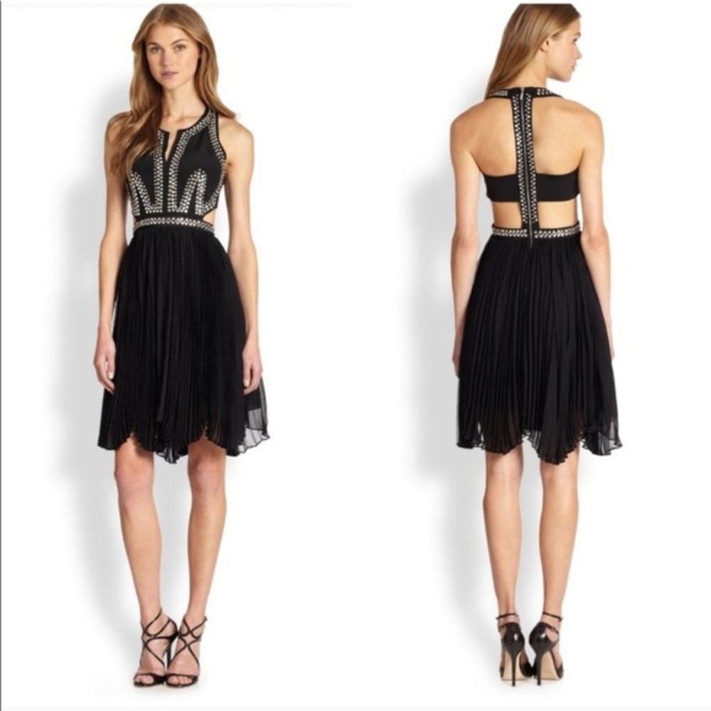 Rebecca Taylor Black Studded Cut Out Dress Size 0